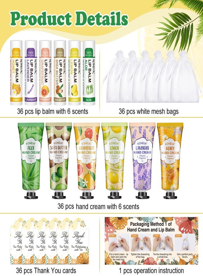 KONEUK 36 Pack Hand Cream Bulk and Lip Balm Bulk Sets, Valentines Day Gifts for Her, Thank You Gifts and Birthday Gifts with Thank You Card Organza Bags, Mothers Day Gifts, Teacher Gifts, Nurse Gifts - Image 2